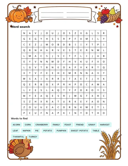 Día de Acción de Gracias en inglés: paquete de actividades, curso 2: Página 2