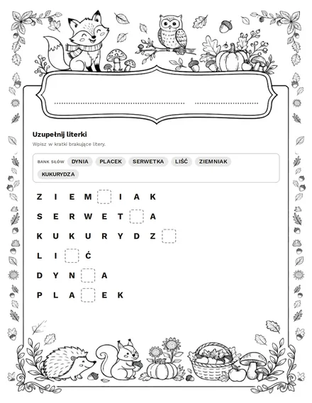 Día de Acción de Gracias en polaco, con pistas en inglés, curso 1: Página 3